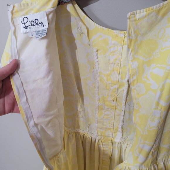 1980s Lilly Pulitzer yellow floral dress Vintage Cotton Dresa - Picture 13 of 14